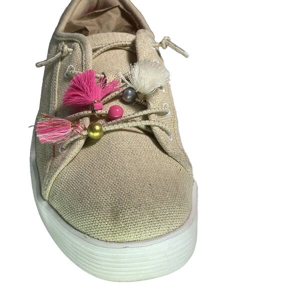 Hey Dude Womens Cody Boho Natural size 8 festival shoes w beaded feather accents - Picture 14 of 16